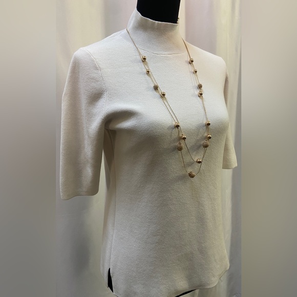 Ann Taylor Factory Tops - Ann Taylor Factory Womens Cream Color Medium Mock neck Top